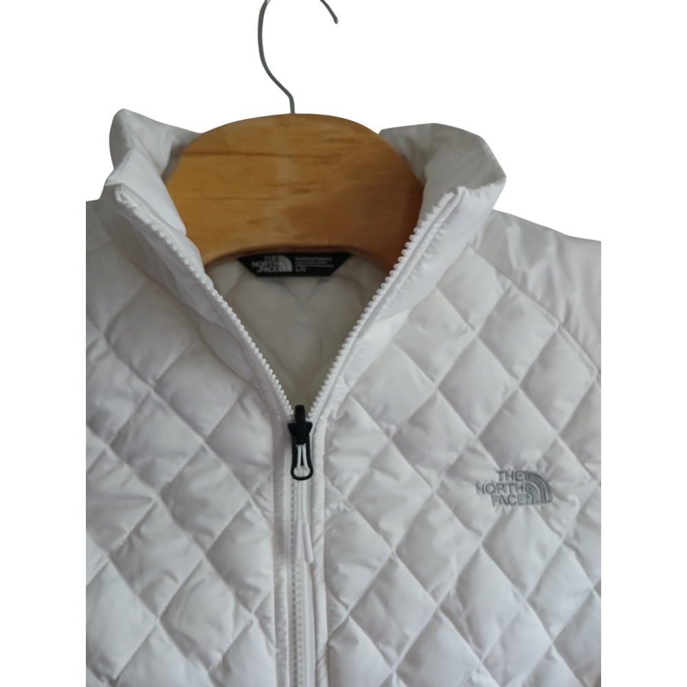 The North Face Women's Thermoball White Full Zip-Up Quilted Jacket Large